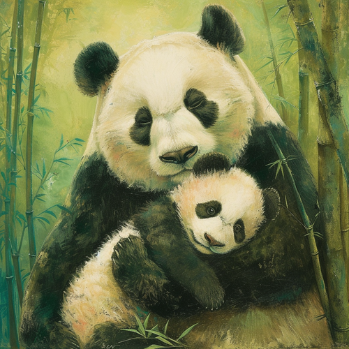 5D Diamond Painting Panda and Cub Kit