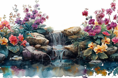 5D Diamond Painting Flowers on the Rocks Kit