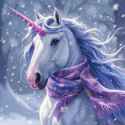 5D Diamond Painting Winter Scarf Unicorn Kit