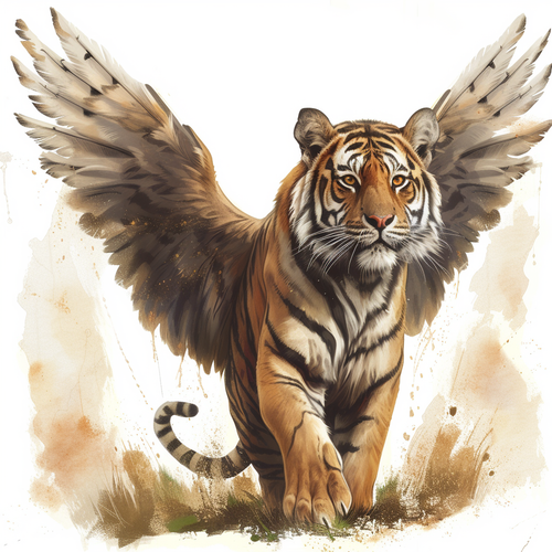 5D Diamond Painting Winged Tiger Watercolor Kit