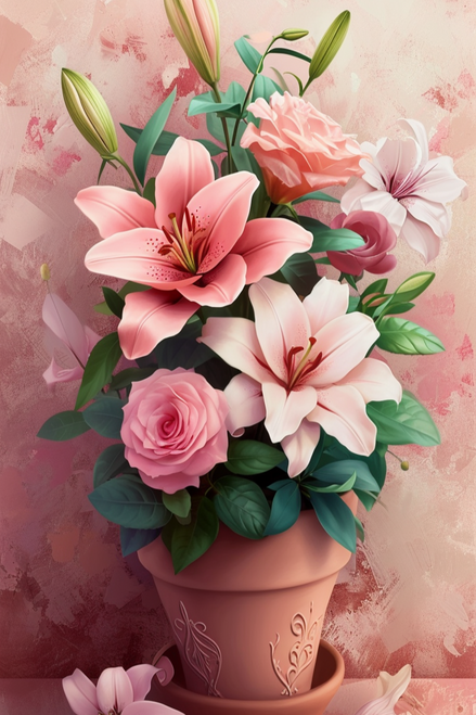 5D Diamond Painting Pot of Lilies Kit