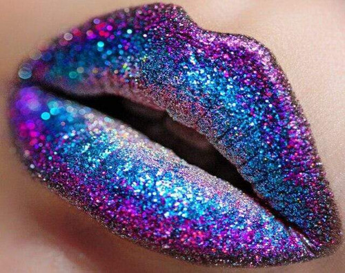 5D Diamond Painting Purple & Blue Glitter Lips Kit