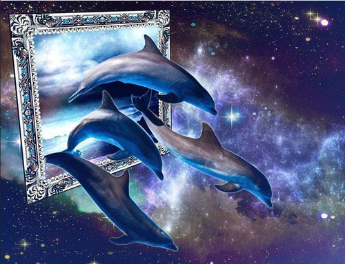 5D Diamond Painting Dolphins Galaxy Escape Kit