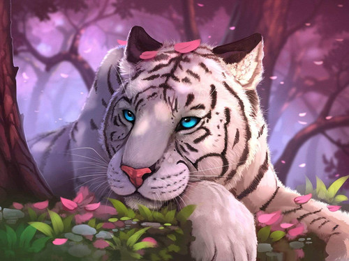 5D Diamond Painting Blue Eyed White Tiger Kit