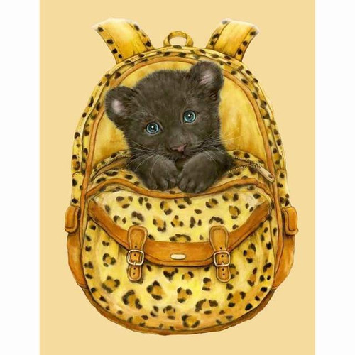 5D Diamond Painting Panther Cub Backpack Kit