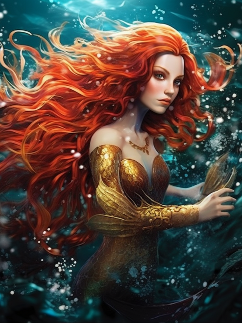 5D Diamond Painting Gold Mermaid Kit