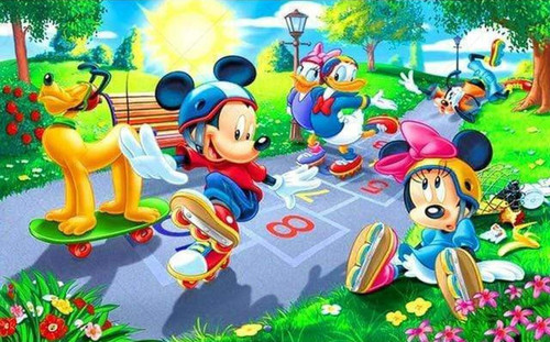 5D Diamond Painting Mickey and Friends Roller Blading Kit