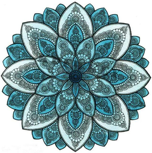 5D Diamond Painting Teal & Gray Flower Mandala Kit