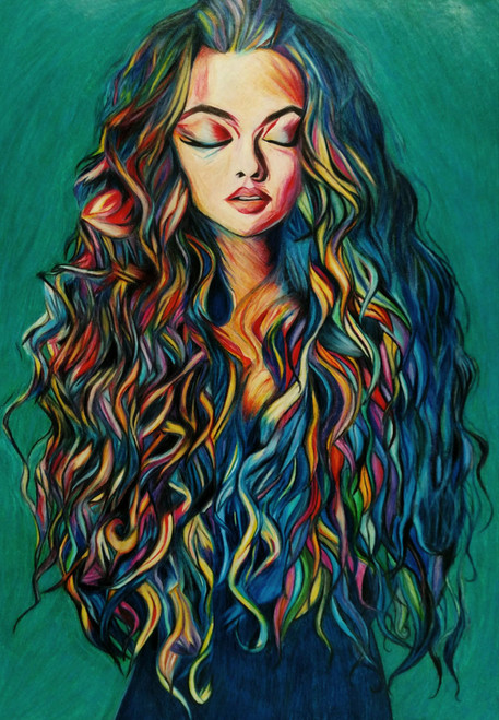5D Diamond Painting Girl with Colorful Hair Kit