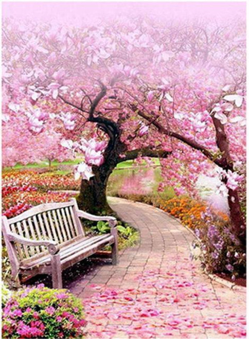 5D Diamond Painting Pink Blossom Trees
