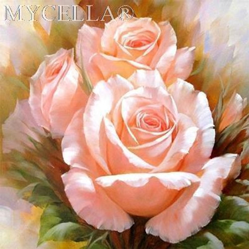 5D Diamond Painting Peach Rose Kit