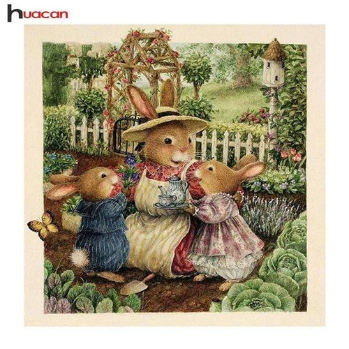 5D Diamond Painting Rabbit Family Kit