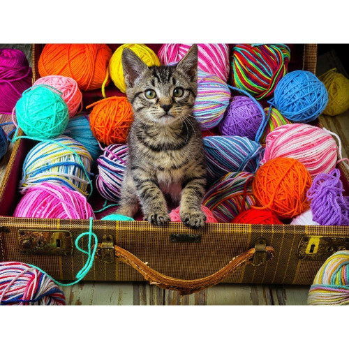 5D Diamond Painting Kitten and String Kit