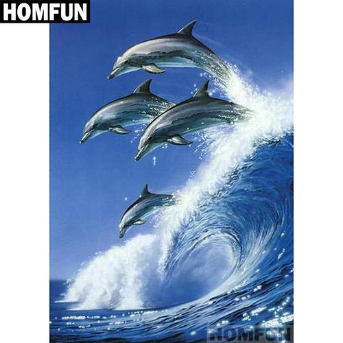 5D Diamond Painting Wave Jumping Dolphins Kit