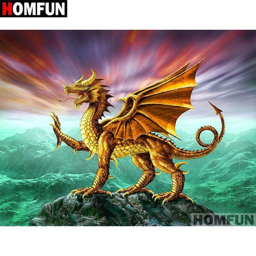 5D Diamond Painting Golden Dragon Kit