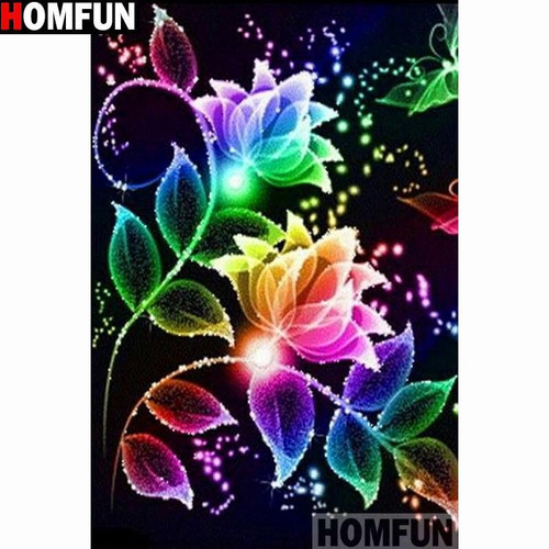 5D Diamond Painting Rainbow Flowers Kit