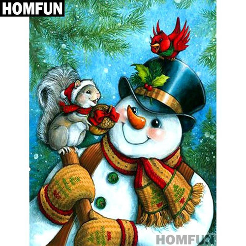 5D Diamond Painting Snowman and Squirrel Kit