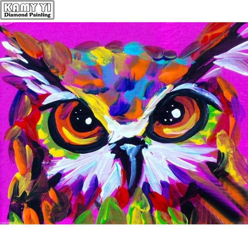 5D Diamond Painting Bright Colored Owl Kit - Bonanza Marketplace