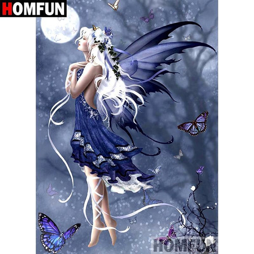 5D Diamond Painting Moon Blue Butterfly Fairy Kit