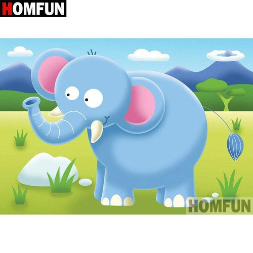 5D Diamond Painting Cartoon Elephant Kit