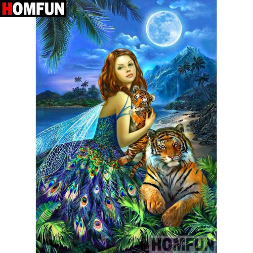 5D Diamond Painting Fairy Tiger Moon Kit