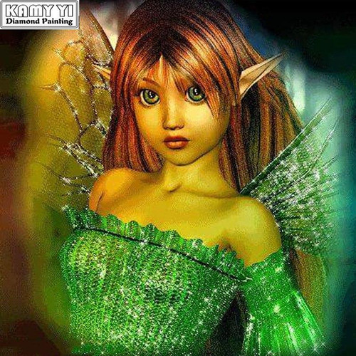 5D Diamond Painting Green Dress Fairy Kit