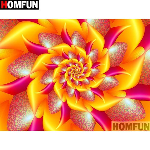 5D Diamond Painting Orange and Pink Flower Design Kit