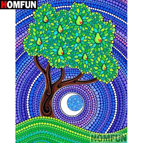 5D Diamond Painting Blue Circle Abstract Tree Kit