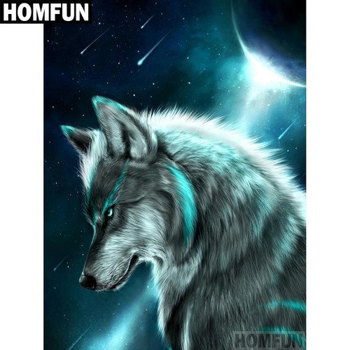 5D Diamond Painting Wolf Moon Ray Kit