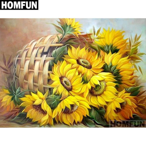 5D Diamond Painting Apple Basket Sunflowers Kit - Bonanza Marketplace