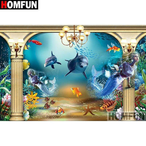 5D Diamond Painting Dolphins and Mermaids Kit