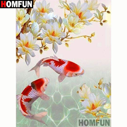 5D Diamond Painting Red and White Koi Fish Kit