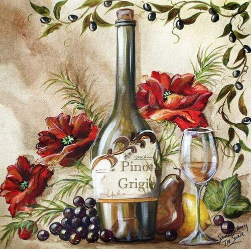 5D Diamond Painting Three Flowers and Wine Kit