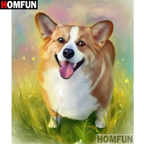 5D Diamond Painting Corgi in the Grass Kit