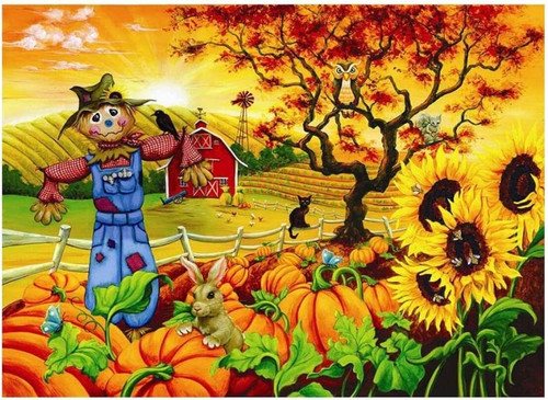 5D Diamond Painting Scarecrow at the Pumpkin Patch Kit