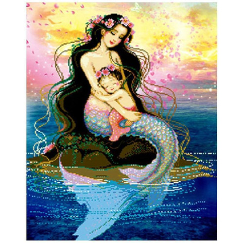 5D Diamond Painting Mother and Daughter Mermaids Kit