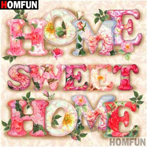5D Diamond Painting Home Sweet Home in Flowers Kit