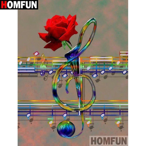 5D Diamond Painting Music Note Rose Vase Kit