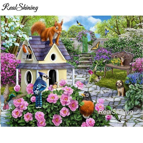 5D Diamond Painting Squirrel on the Birdhouse Kit