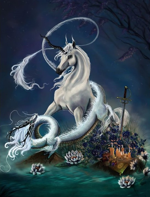 5D Diamond Painting Crooked Horn Unicorn Dragon Kit