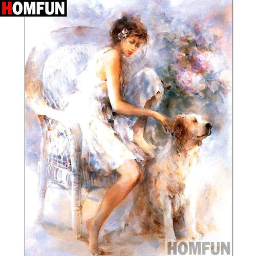 5D Diamond Painting Girl and Her Dog Painting Kit