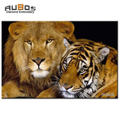 5D Diamond Painting Lion and Tiger Kit