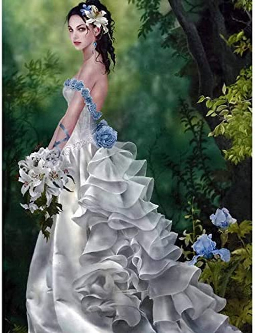 5D Diamond Painting Blue Rose Wedding Dress Kit