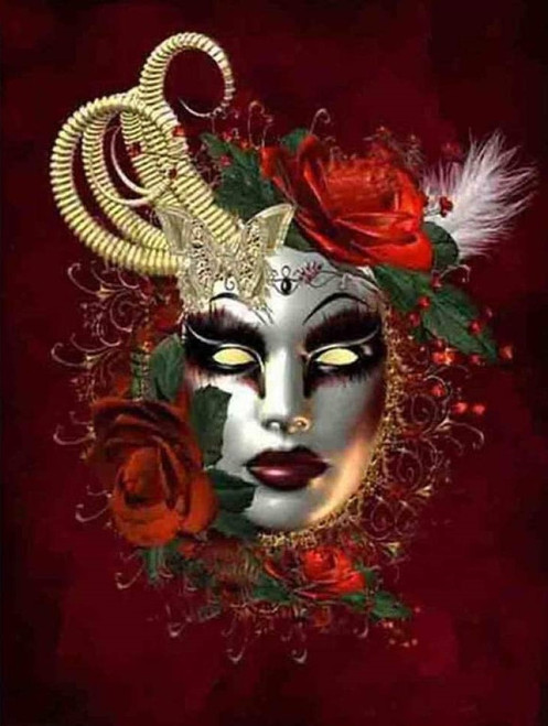 5D Diamond Painting Red Rose Mask Kit