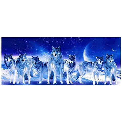 5D Diamond Painting Blue Moon Wolves Kit