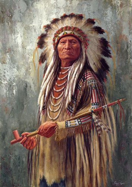 5D Diamond Painting Indian Chief and Ceremonial Pipe Kit