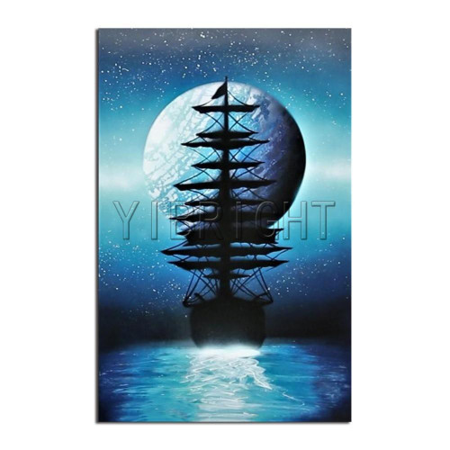 5D Diamond Painting Ship Moon Silhouette Kit