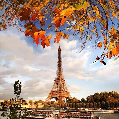 5D Diamond Painting Fall Leaves Eiffel Tower Kit
