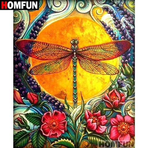 5D Diamond Painting Golden Sun Dragonfly Kit