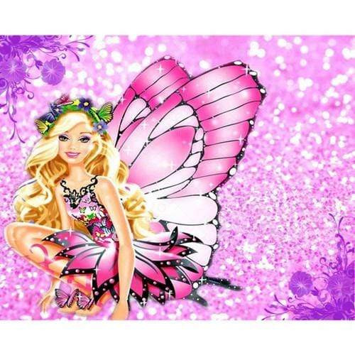 5D Diamond Painting Pink Sparkling Butterfly Girl Kit